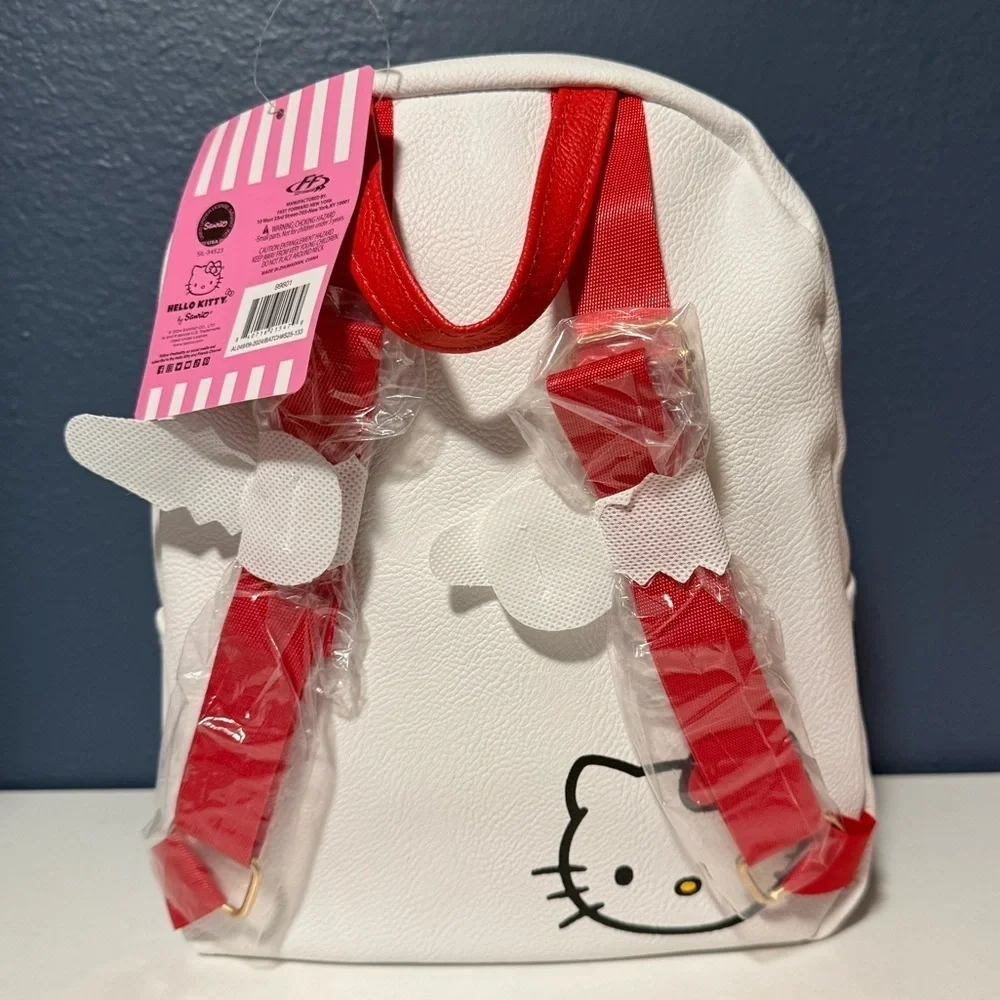 Hello Kitty White and Red Kids Backpack 10” Tall 8” Wide Faux Leather